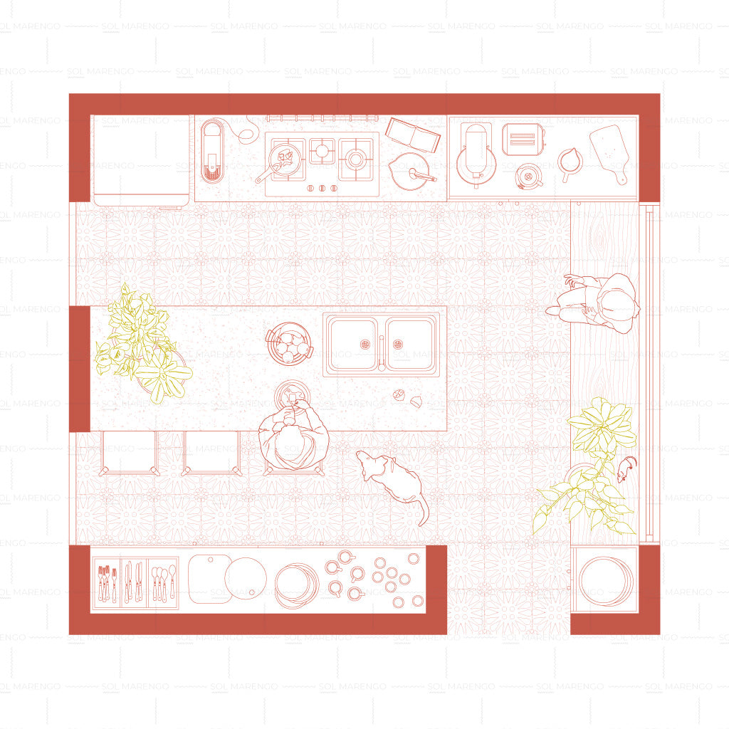 Kitchen furniture top view | CAD & Vector