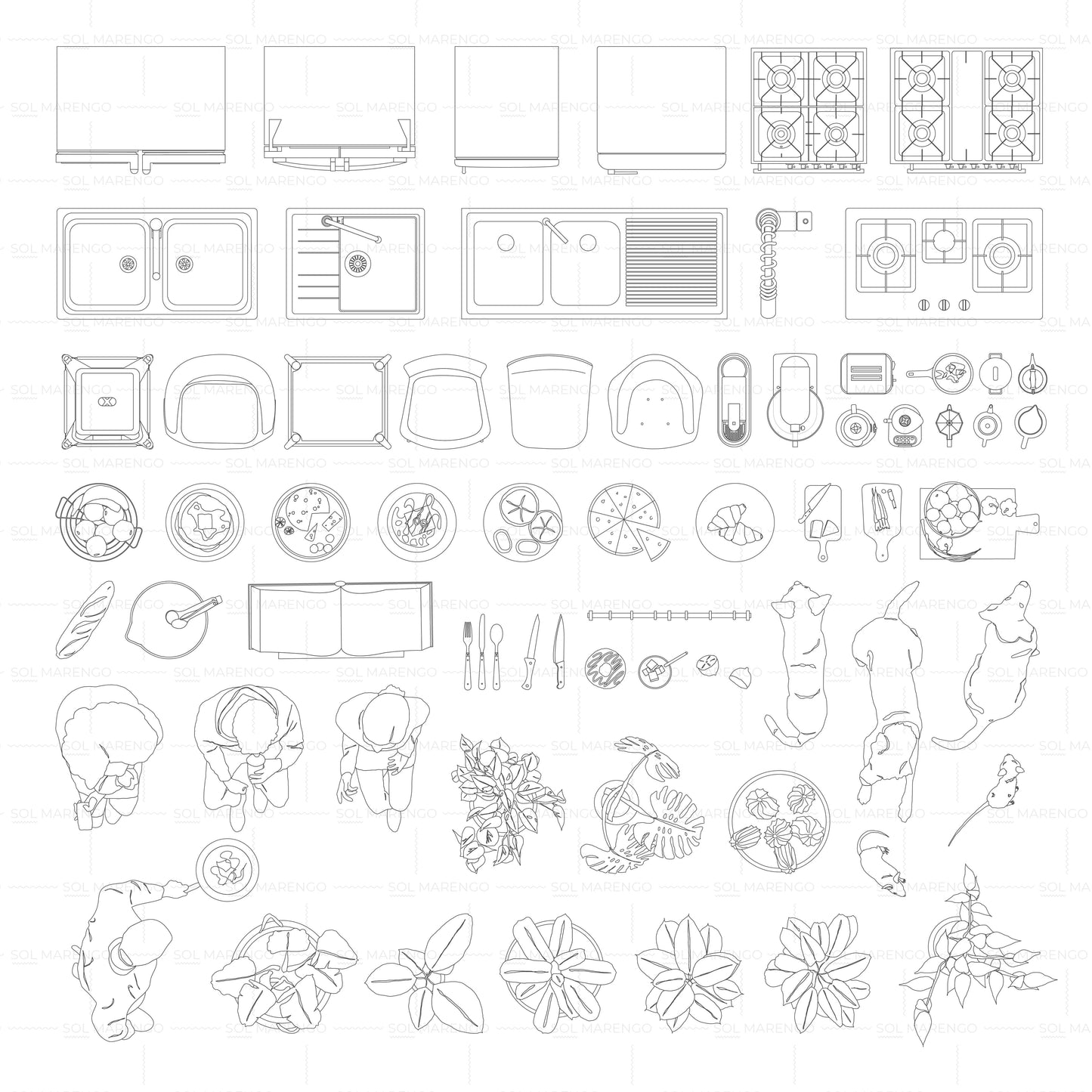 Kitchen furniture top view | CAD & Vector