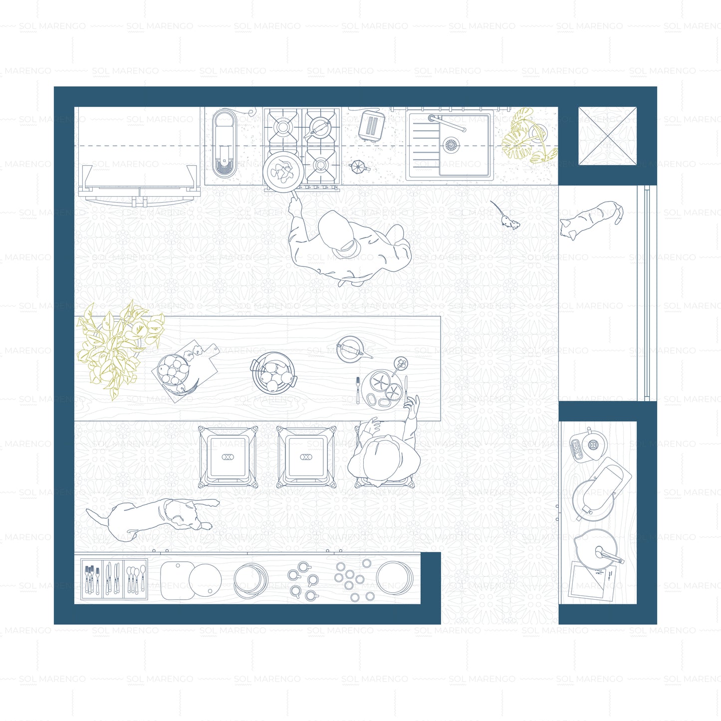Kitchen furniture top view | CAD & Vector