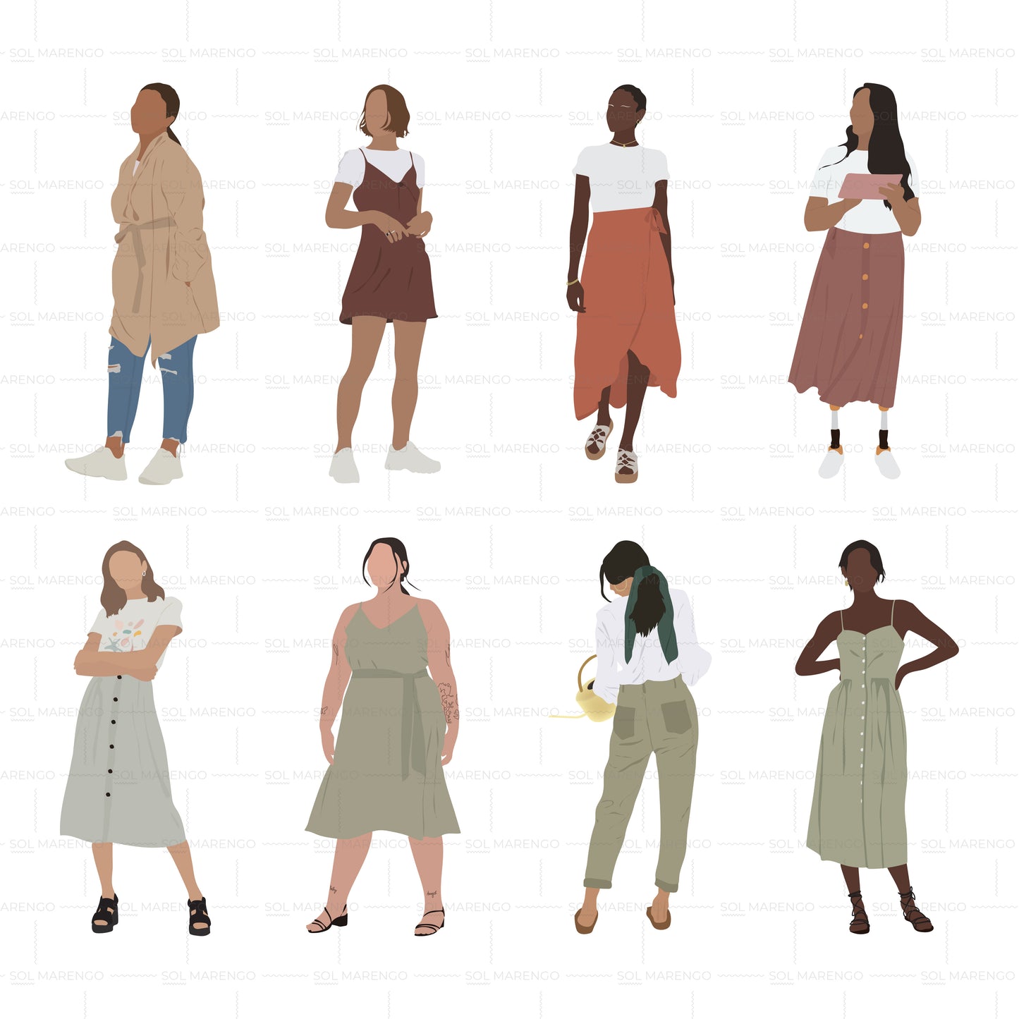 30 illustrated people | PNG