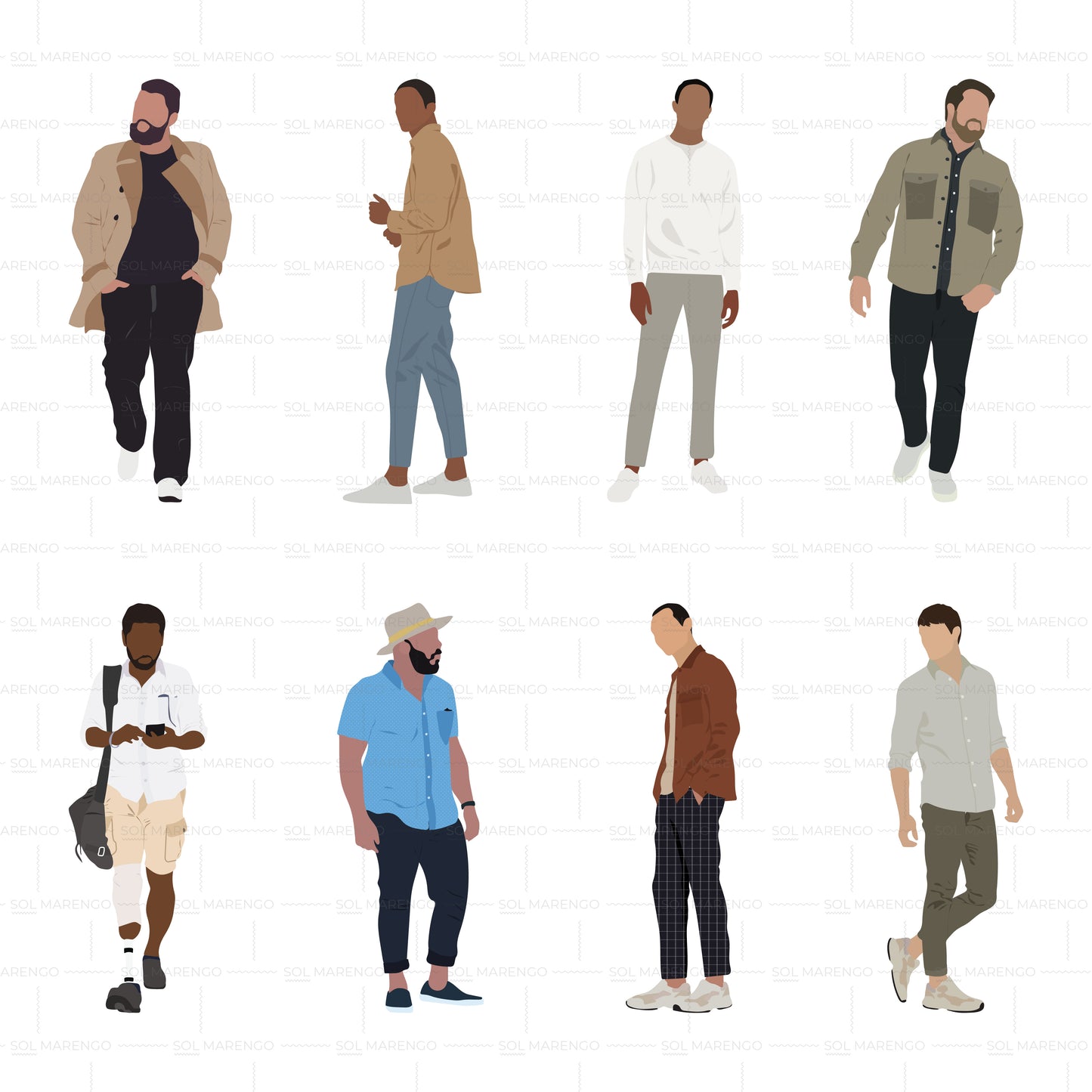 30 illustrated people | PNG