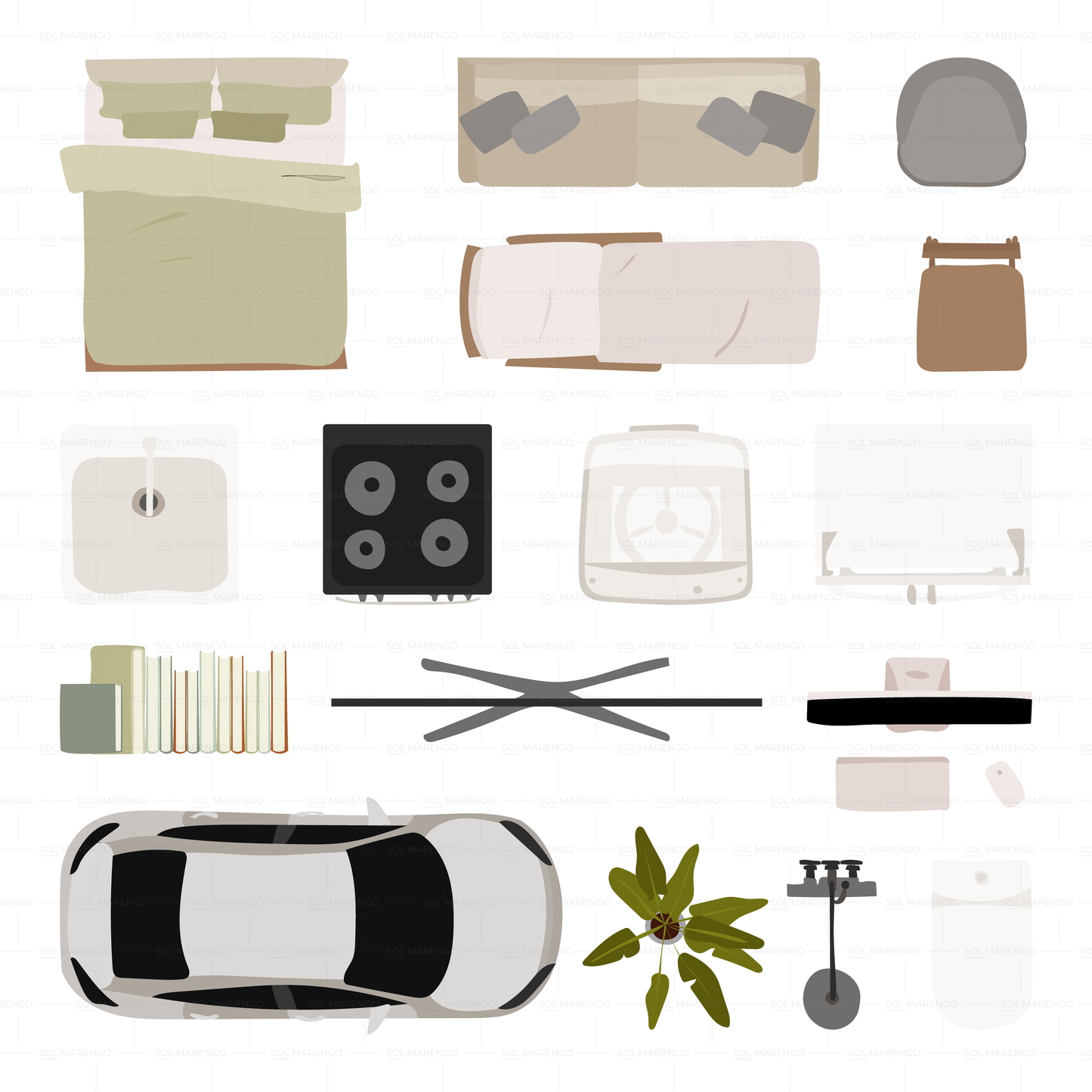 Sketchy furniture top view | PNG