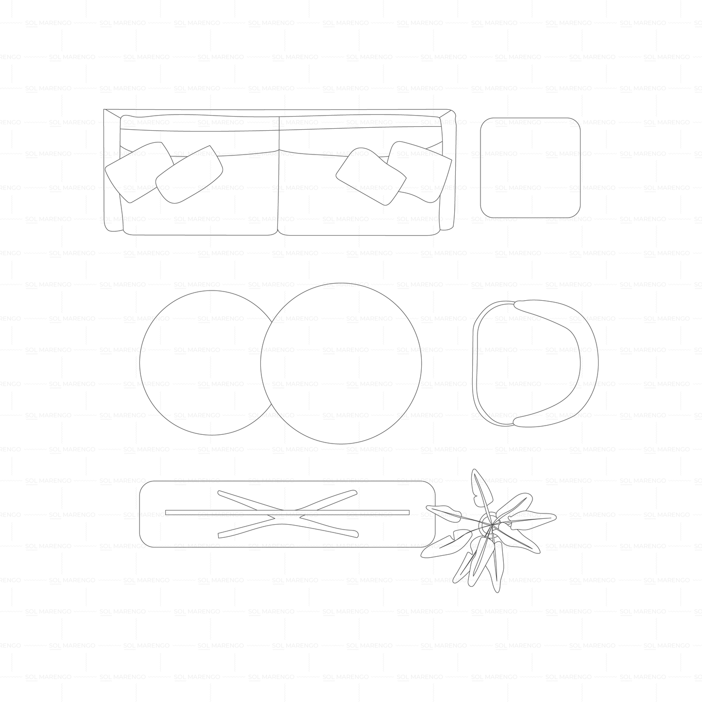 Sketchy furniture top view | PNG