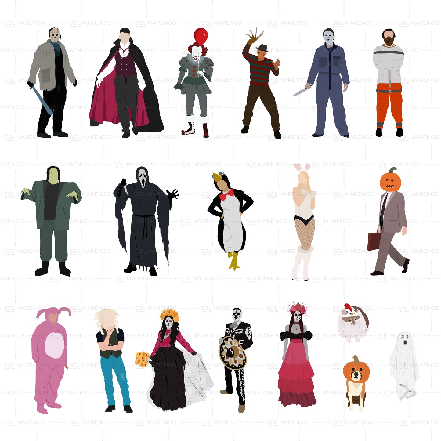 Halloween illustrated characters | Vector & PNG