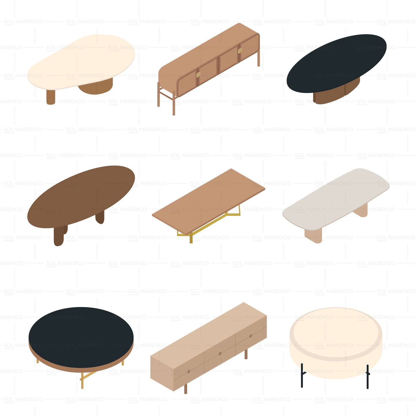 Isometric living room furniture | CAD, Vector, PNG & SVG