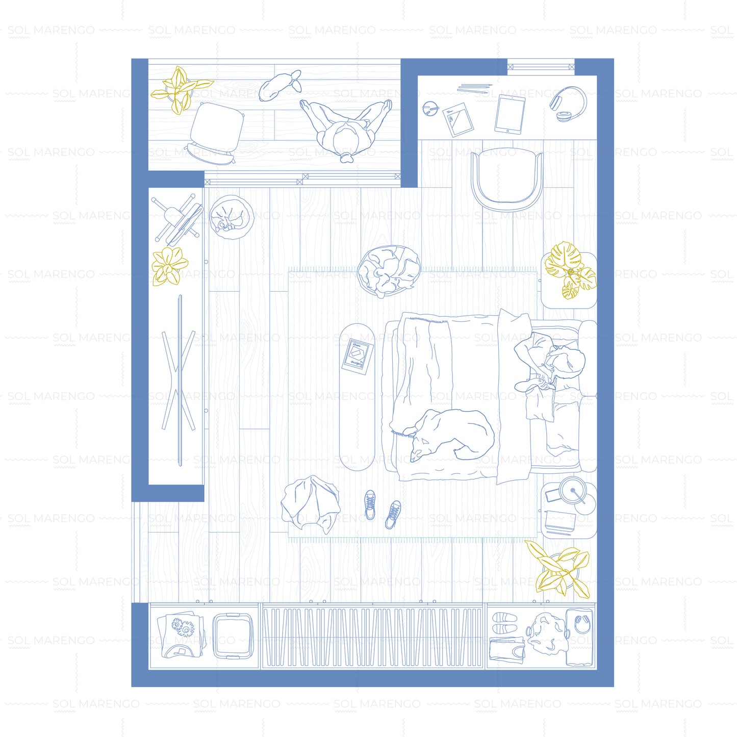 Mobiliario de RECÁMARA en planta | CAD & Vector