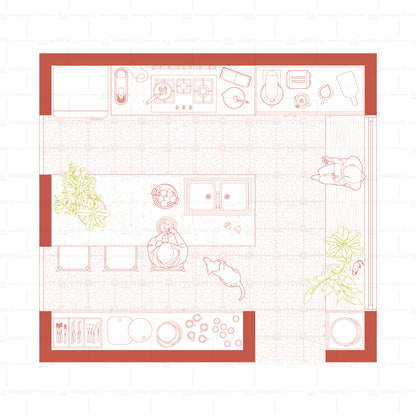 Mobiliario de COCINA en planta | CAD & Vector