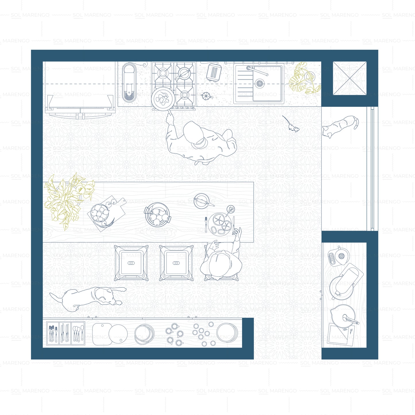 Mobiliario de COCINA en planta | CAD & Vector