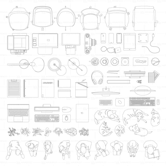 Mobiliario de ESTUDIO en planta | CAD & Vector