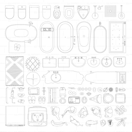 Mobiliario de BAÑO en planta | CAD & Vector