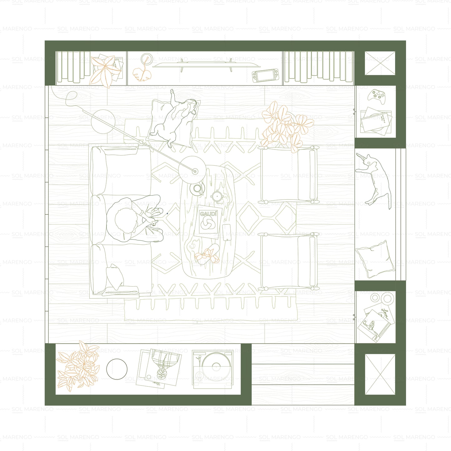 Mobiliario de SALA DE ESTAR en planta | CAD & Vector