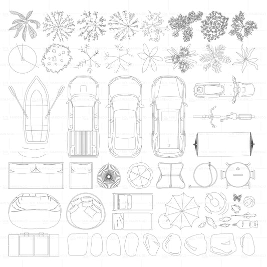 Mobiliario de PATIO en planta | CAD & Vector