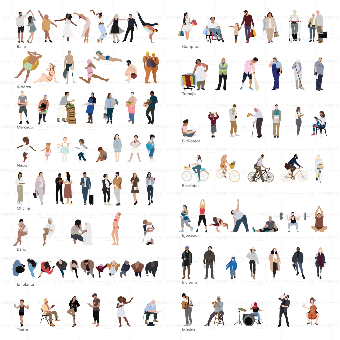 100 personas ilustradas - acciones | Vector & PNG