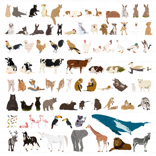 100 animales ilustrados | Vector, PNG & SVG