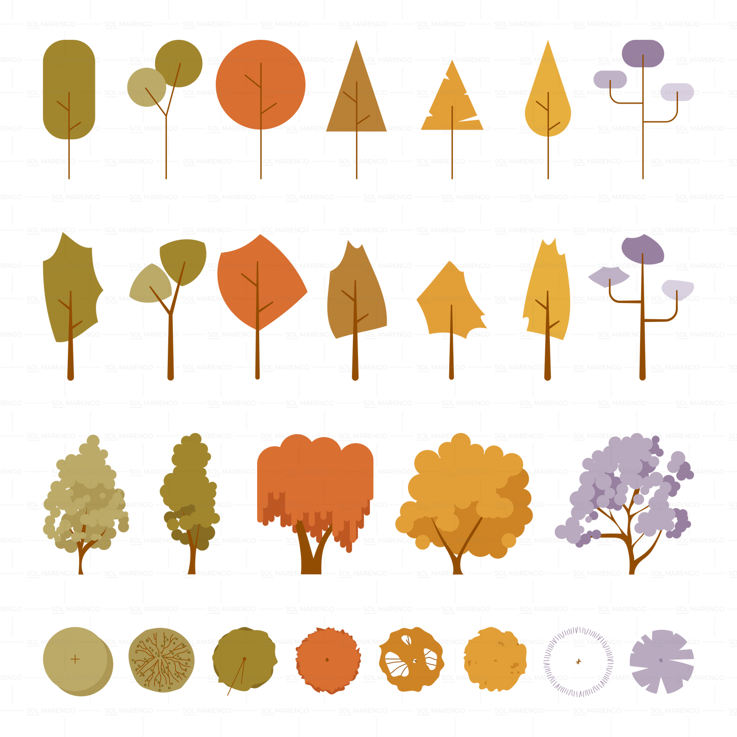 27 Árboles minimalistas | Vector & PNG