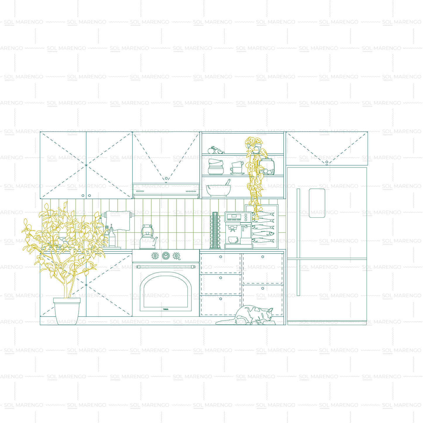 Mobiliario de COCINA en alzado | CAD & Vector