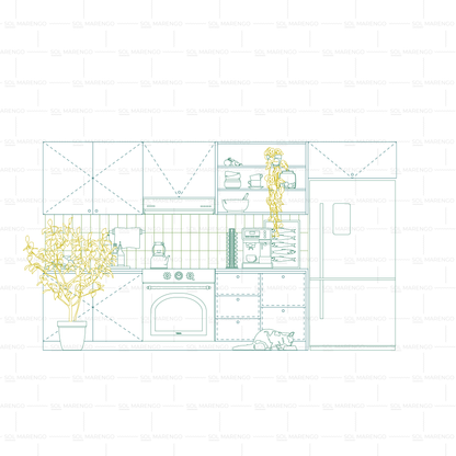 Mobiliario de COCINA en alzado | CAD & Vector