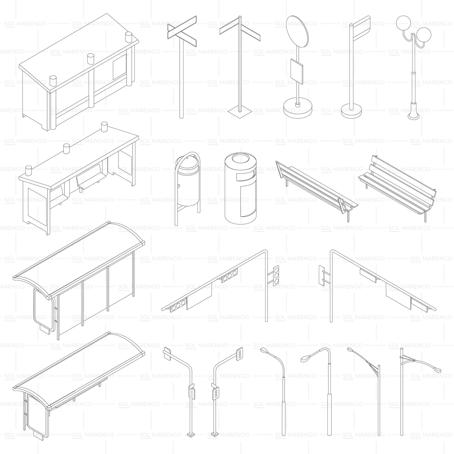 Urban isometric pack | Vector, CAD, PNG & SVG