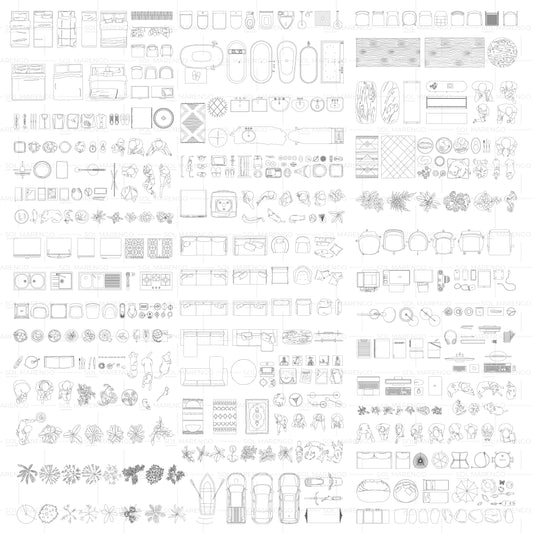 Megapack de mobiliario en PLANTA | CAD & Vector